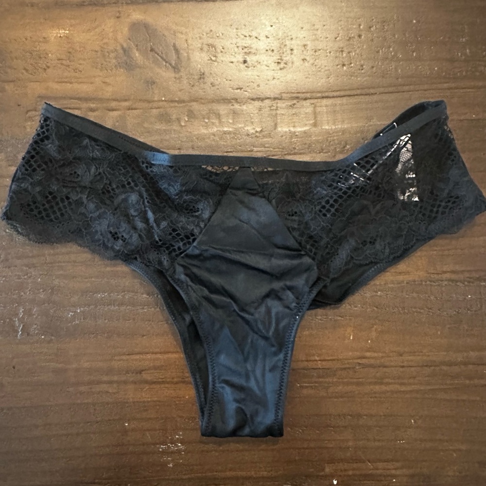 Victoria's Secret Satin & Lace Black Cheeky Panties